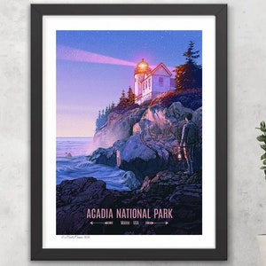 Acadia National Park Travel Poster by National Parks Co. | National Park Print | Acadia Print (frame not included)