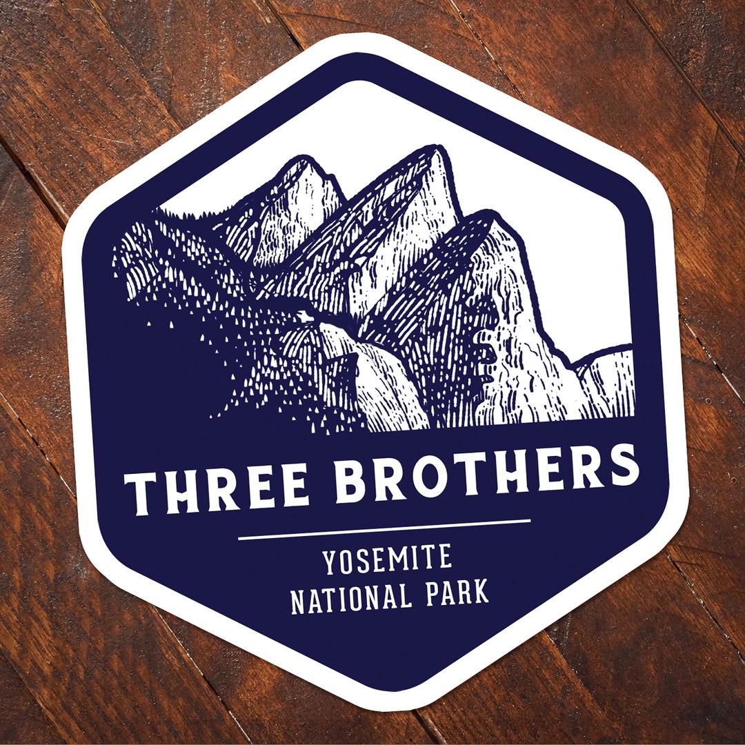 Three Brothers Sticker - 4.5 X 5 Inches | Yosemite National Park Badge ...