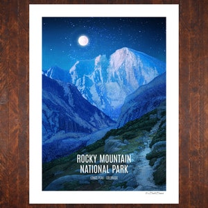 Rocky Mountain National Park Print | Longs Peak | Rocky Mountain Park National Park Travel Poster | Longs Peak Print (frame not included)