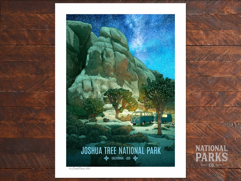 National Park Print | Joshua Tree National Park Travel Poster | Vintage ...