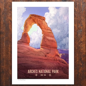 Arches National Park Print | Arches National Travel Park Poster | Vintage National Park Travel Poster (frame not included) | Hiker Gift