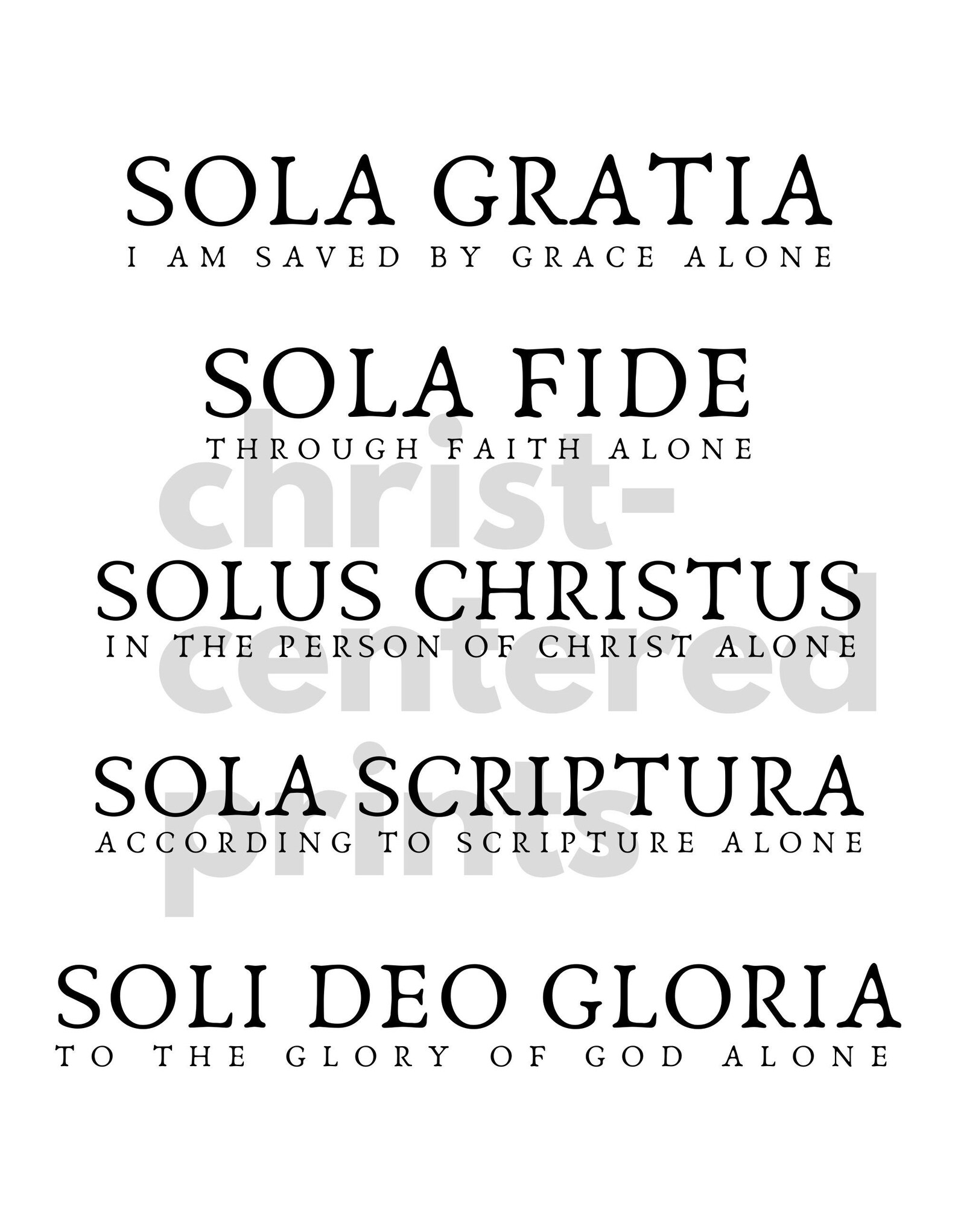 Five Solas Wall Art | Etsy