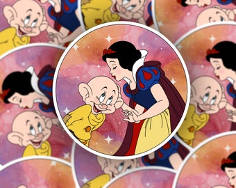 Snow White, dopey, Disney, Disneyland, cute sticker, hydro flask, weather proof, waterproof, cute Disney, Disney stickers