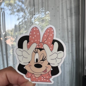 Minnie Mouse, peace sign, Minnie, Mickey, sticker, waterproof stickers, Disney, waterproof, Disneyland, cute,Pixar, Disney