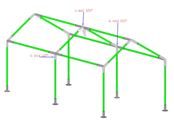 4 Way 1 3 8 Connector Pipe Fitting Coupler Carport Etsy