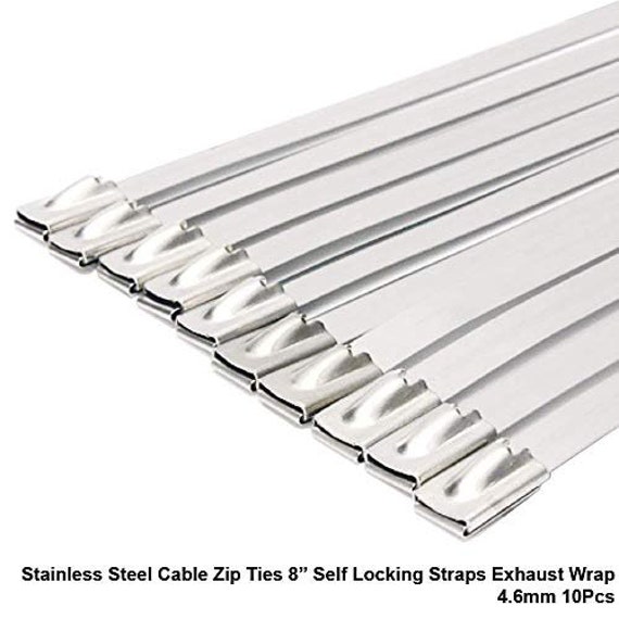 10x 6 in Stainless Steel Zip Ties Exhaust Wrap Coated Locking Cable Straps 