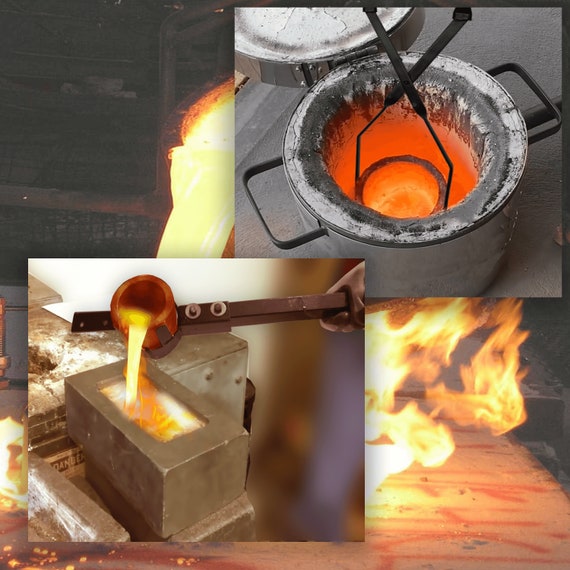 6pcs Graphite Crucible Set, Ingot Mold Set High Purity Graphite Torch  Melting Casting Kit 