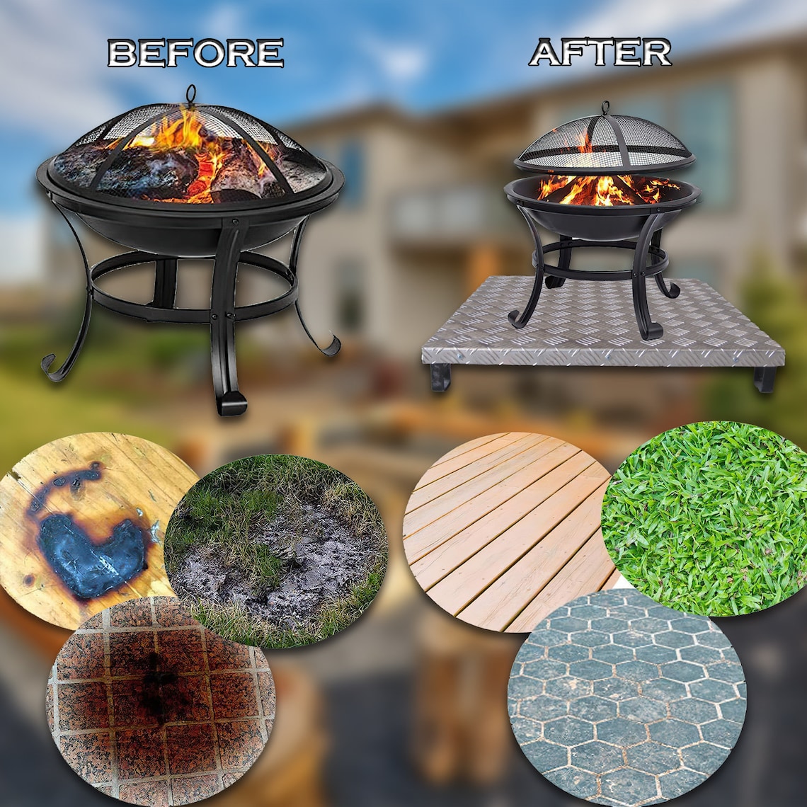 Outdoor fire Pit Heat Shield 26 Inches for a Gas Fire Pit Wood Etsy