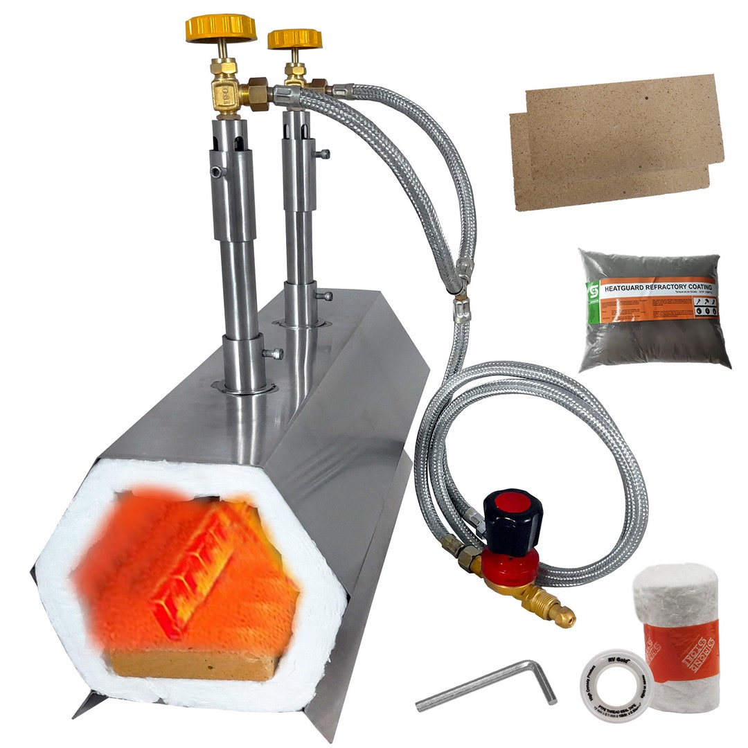 Portable Double Burner Propane 2600F Rated, for Knife Making