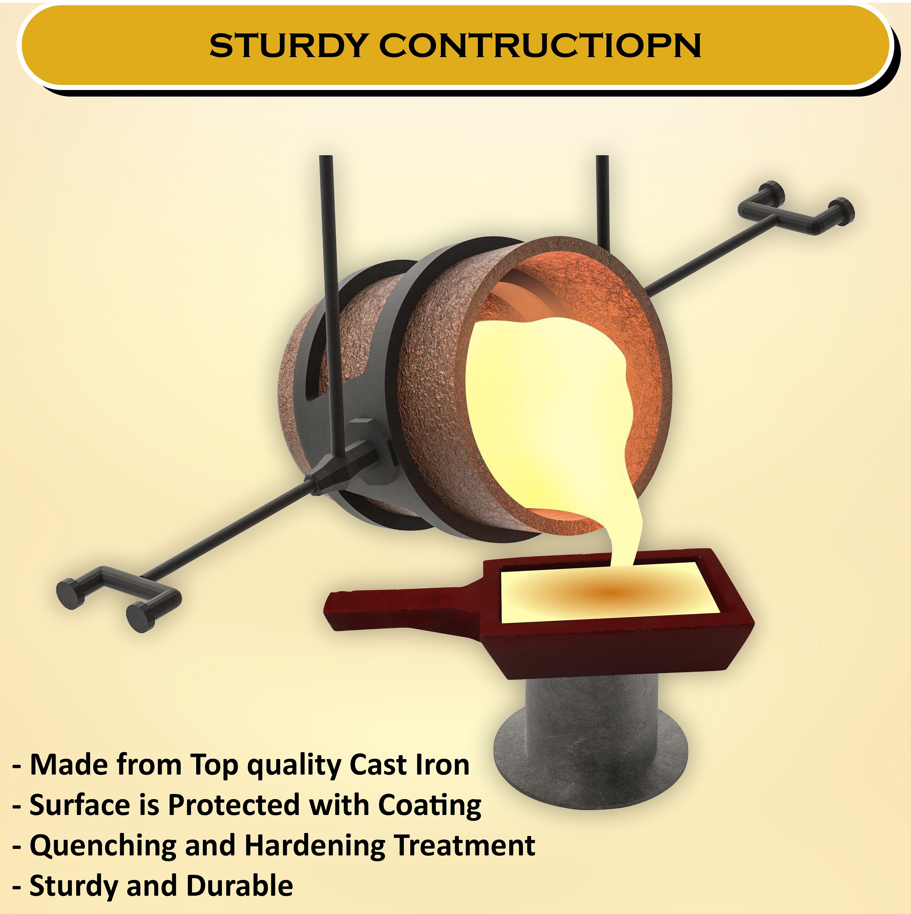  100 oz Cast Iron Loaf Bar Ingot Mold W/Handle Melting Gold  Silver Copper Scrap (2) : Arts, Crafts & Sewing
