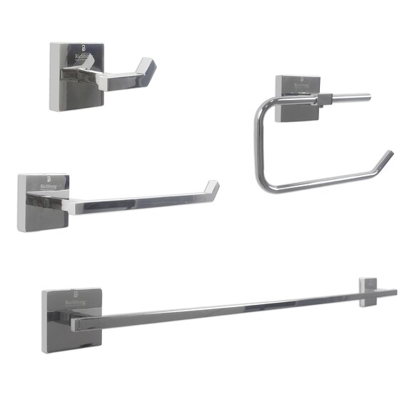 4 Piece Polished Chrome Towel Bar Set Premium Home Décor - Chrome Accessories Home Decor 4 Piece Polished Chrome Towel Bar Set Premium Home Décor - Chrome Accessories Home Decor