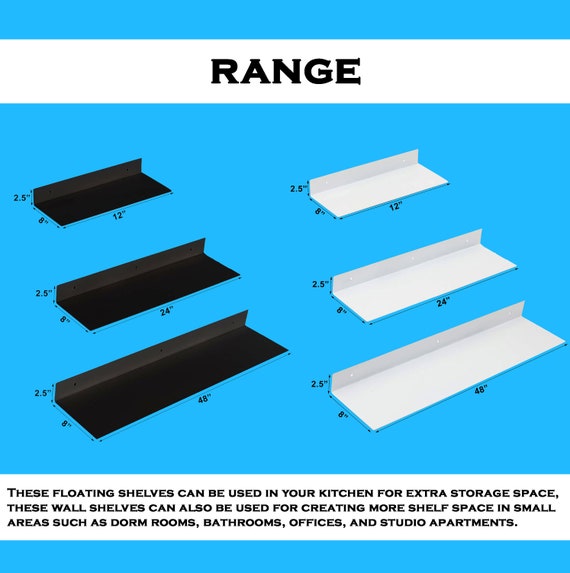 Industrial Heavy Duty Metal Wall Mounted Shelf 12 X 8 Linear Floating