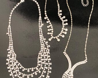 Glam Choker Pendant Multi Strand Necklaces Lot of 3 Christina Collection
