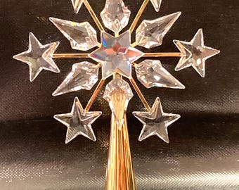 Swarovski Crystal Star Christmas Tree Topper Gold Plated