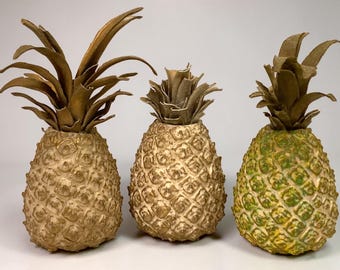 MCM Piña Artificial de Imitación para Bar Tiki Luau Decoración Hawaiana, 3 Piezas Firmadas