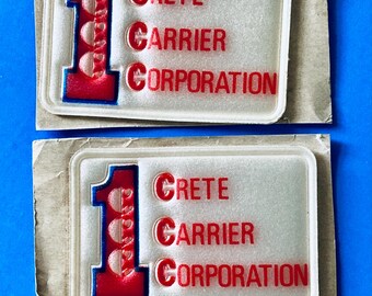 2 CCC Trucker Patch Crete Carrier Corp Vintage 1980s USA