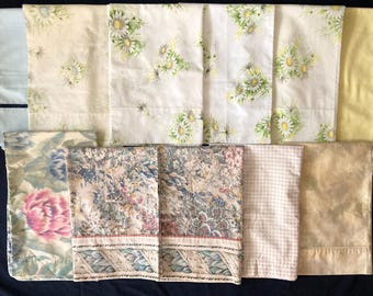 Lote de 11 fundas de almohada vintage con estampado floral de margaritas y cuadros, estilo shabby chic, rústico y campestre ST / Q