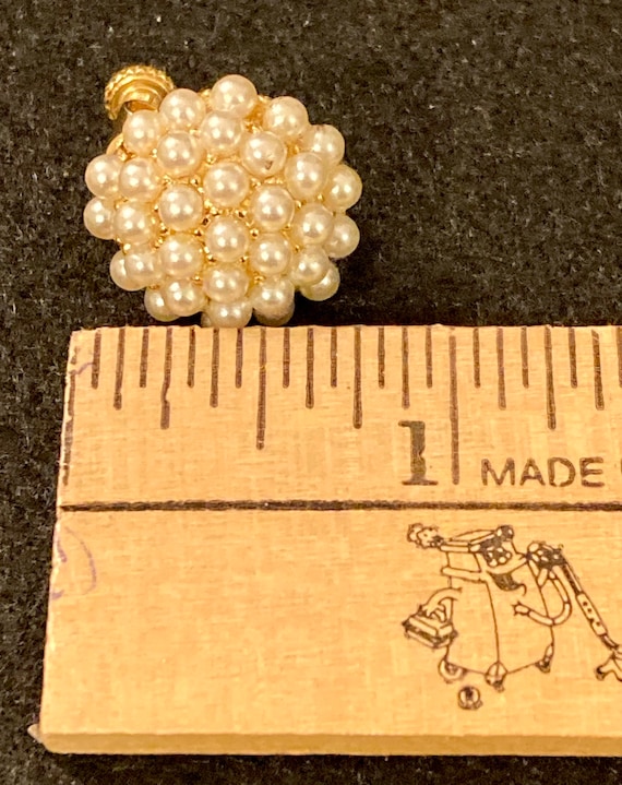 Vintage Dauplaise Faux Seed Pearl Earrlings Gold … - image 8