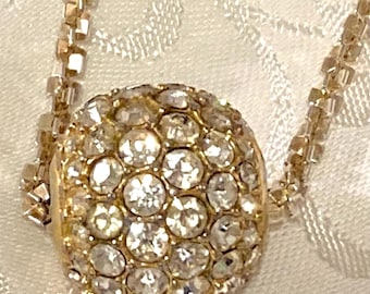 Premier Designs Pendant Necklace CZ Pave Spinning Ball Margarita Chain