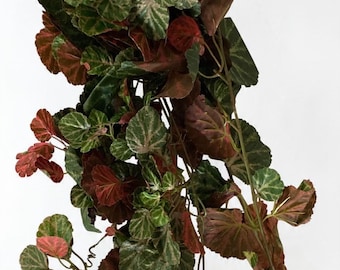 Plante artificielle vintage en soie, géranium suspendu, feuillage vert, 89 cm (35 pouces)