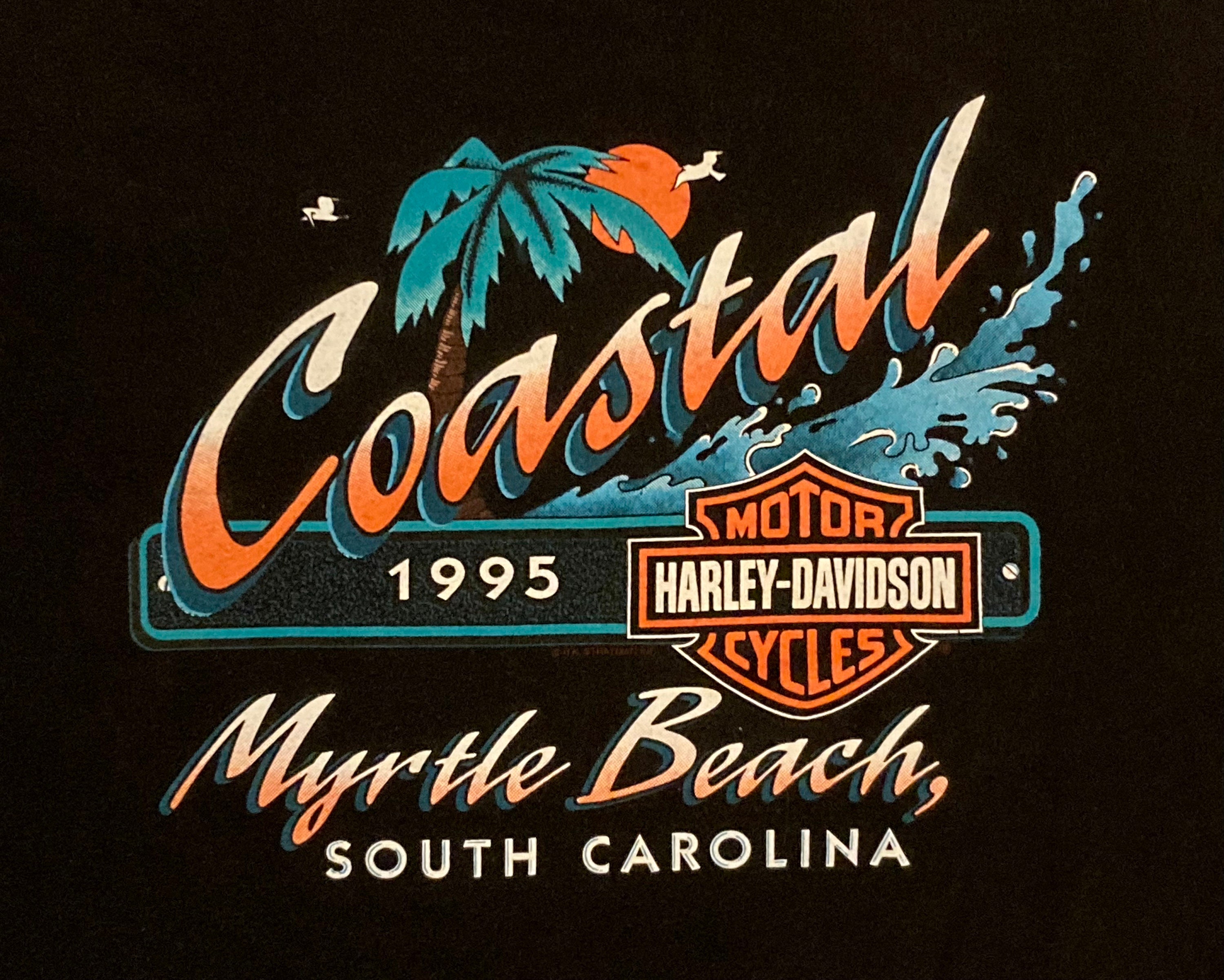 1995 Harley Davidson T Shirt Myrtle Beach SC Coastal Black XXL - Etsy