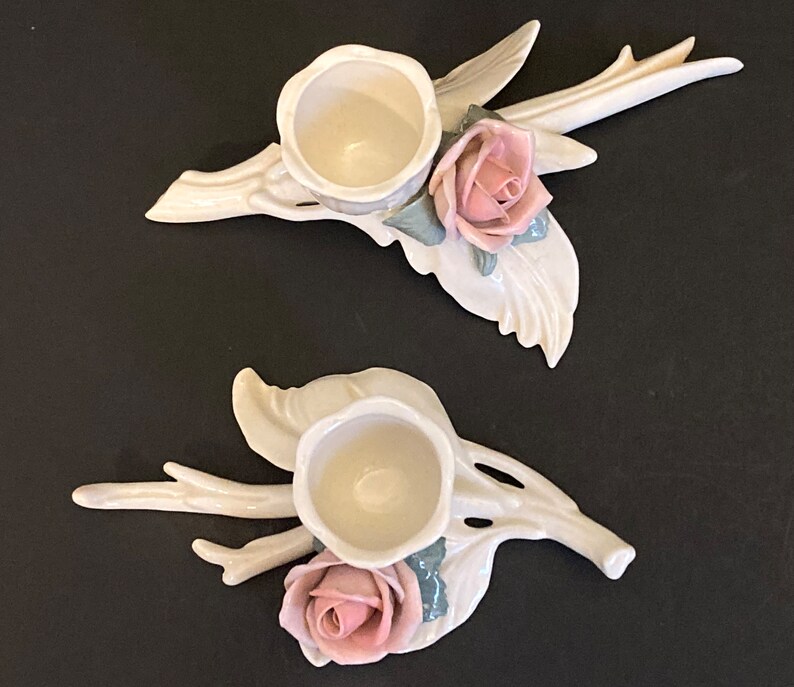 Buy Vintage Karl Ens Volkstedt Porcelain Pink Rose Candle Holder Lot of