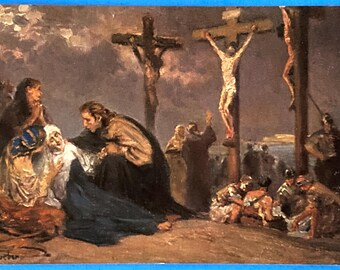 Carte postale ancienne ALLEMAGNE Sainte Écriture Illustration de Rob Leinweber Jésus sur la croix