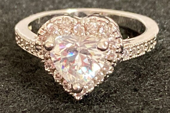 Heart Shaped Cubic Zirconia Ring Cathedral Style … - image 2
