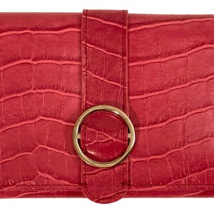 New York & Co Womens Wallet Faux Eel Skin Leather Clutch Fuchsia Pink