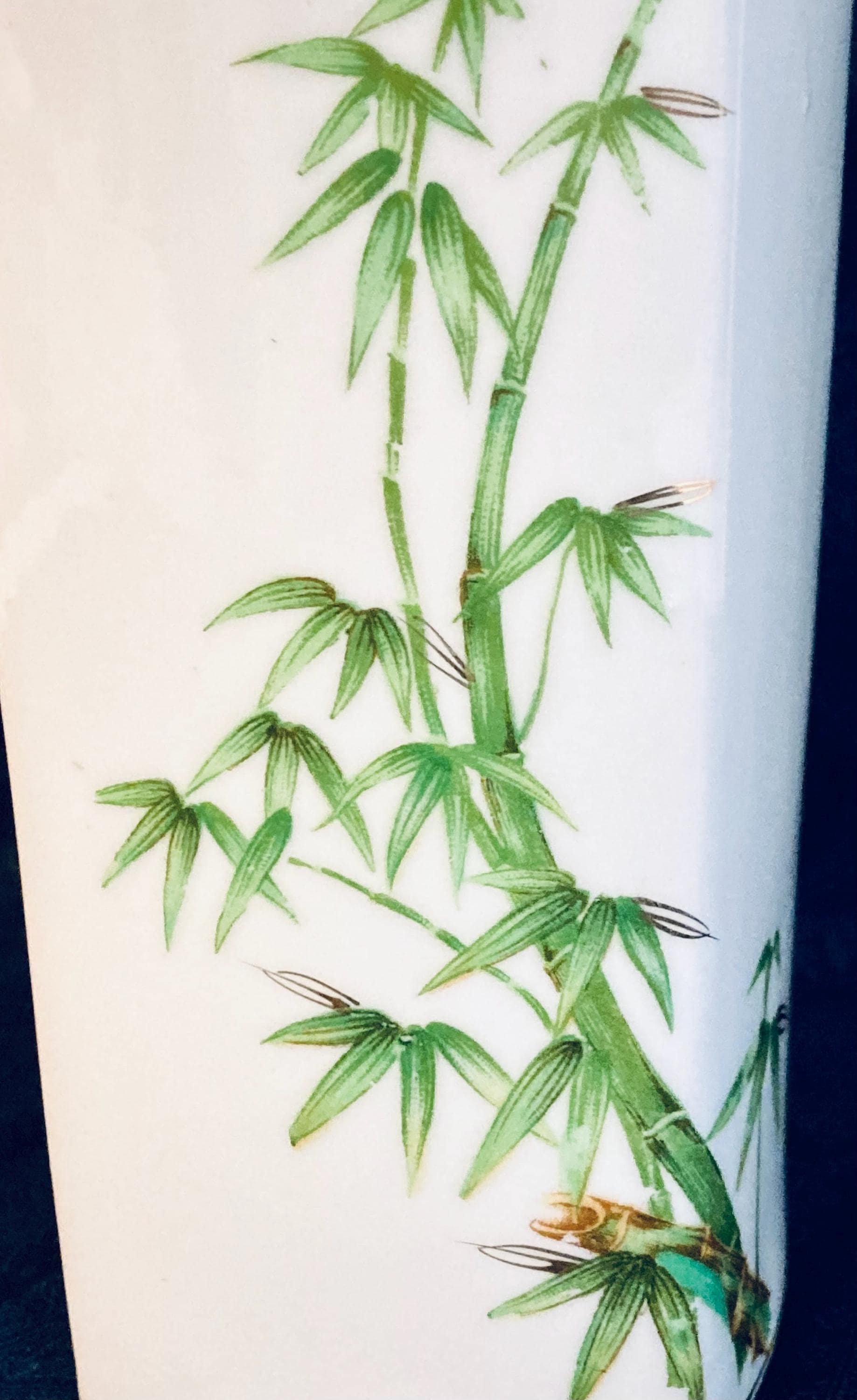 1953 Bamboo Design Hand Painted Asian Porcelain Vase Halsey Import Co ...