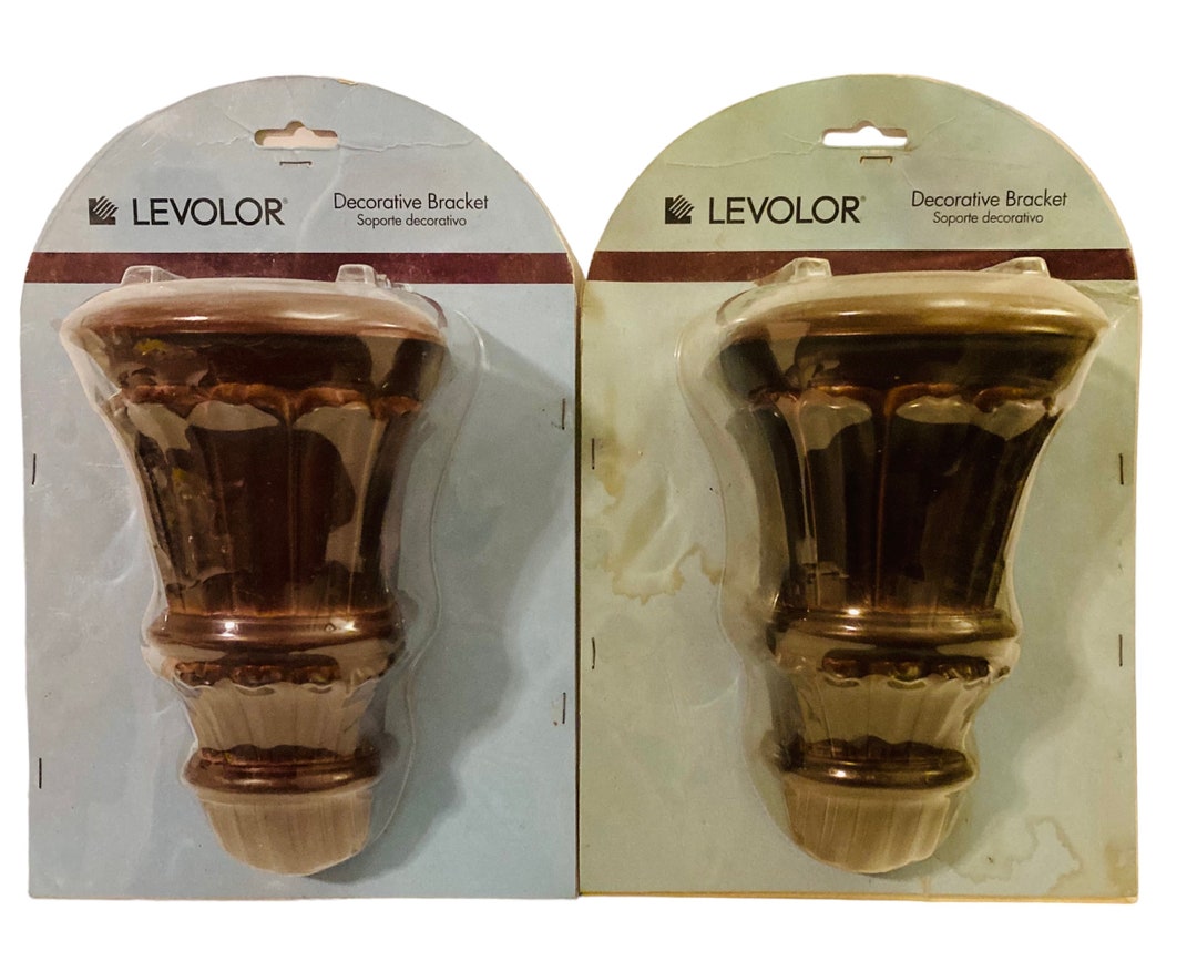 Pair Levolor Drapery Curtain Wall Sconce Corbel Swag Holder Mahogany