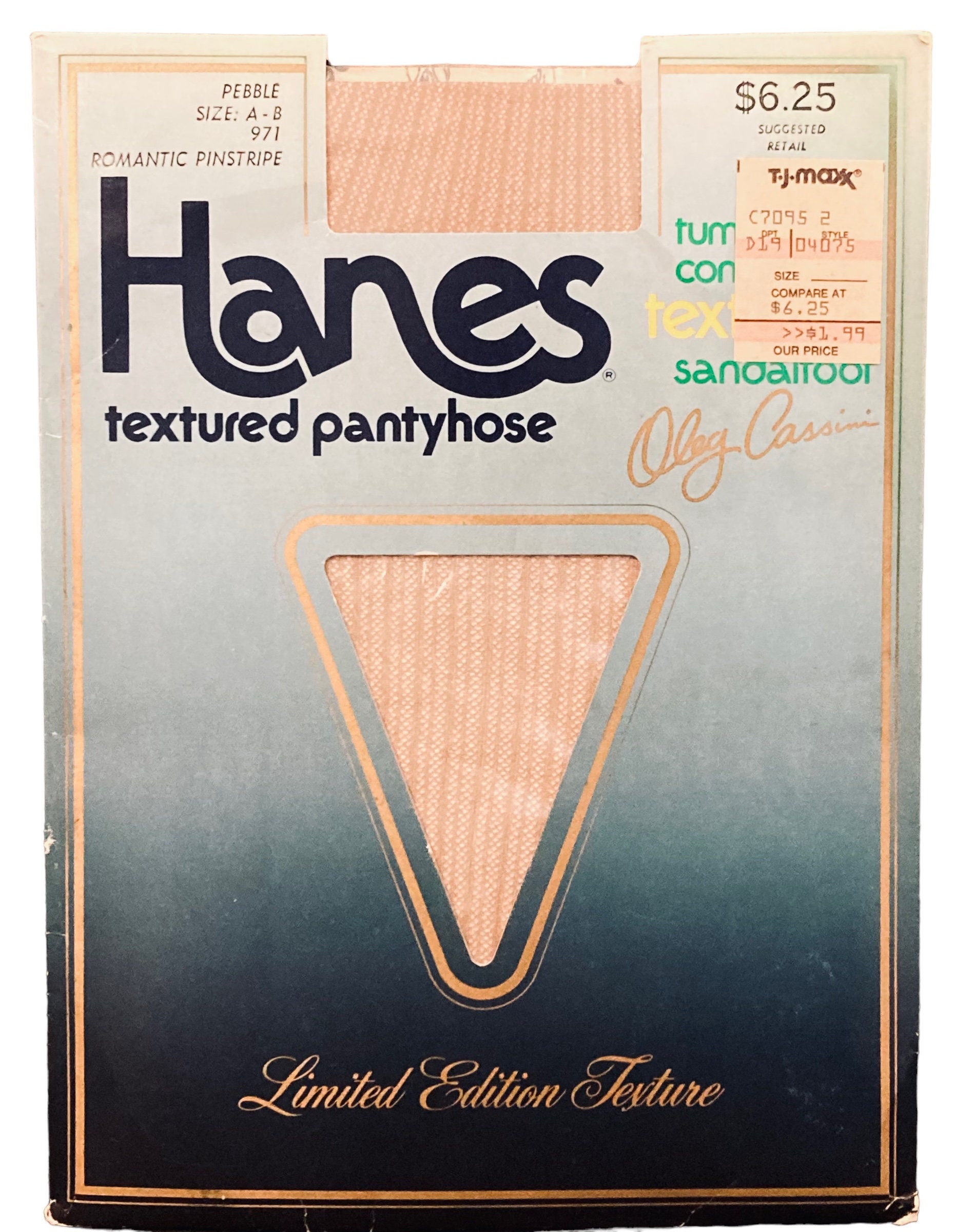 Hanes Oleg Cassini Textured Pantyhose Hose Control Top Sandlefoot