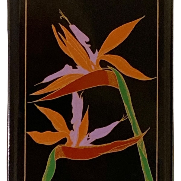 1980s Interpur Lacquerware Phone and Address Book Bird of Paradise New Old Sale