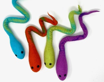 Wool Cat Toy, Handmade Cat Teaser Toy, Eco Friendly Felted Wool Snake Toy for Cats, Kitten Toy