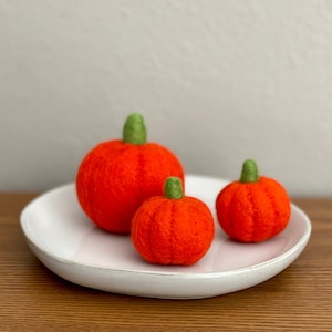 Wool Felt Pumpkins, Fall Decoration, Halloween Decor, Needlefelt Decorative Pumpkins - Set of 3 pumpkins