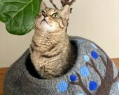Wool Cat Cave, Cat Bed, Cat House, Cat Cave, Felt Cat Cave, Cat Cocoon, Cat Hideout, 100 Sheep Wool Cat Cave, Large cat cave
