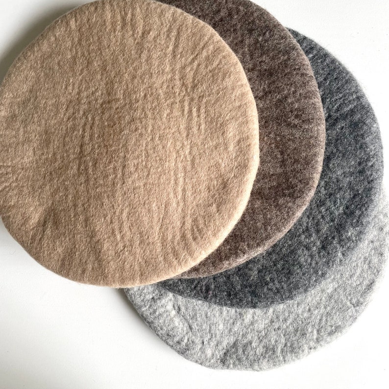 Handmade Wool Chair Pad/ Wool Chair Cushion/ Round Chair Pad/ Etsy