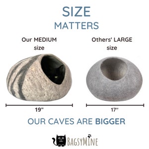 EXTRA LARGE 21 Wool Cat Cave, Wool Cat House, Felted Wool Gray Cat Cave, Large Wool Cat Bed, Best Cat Gift Fast Shipping from US image 3