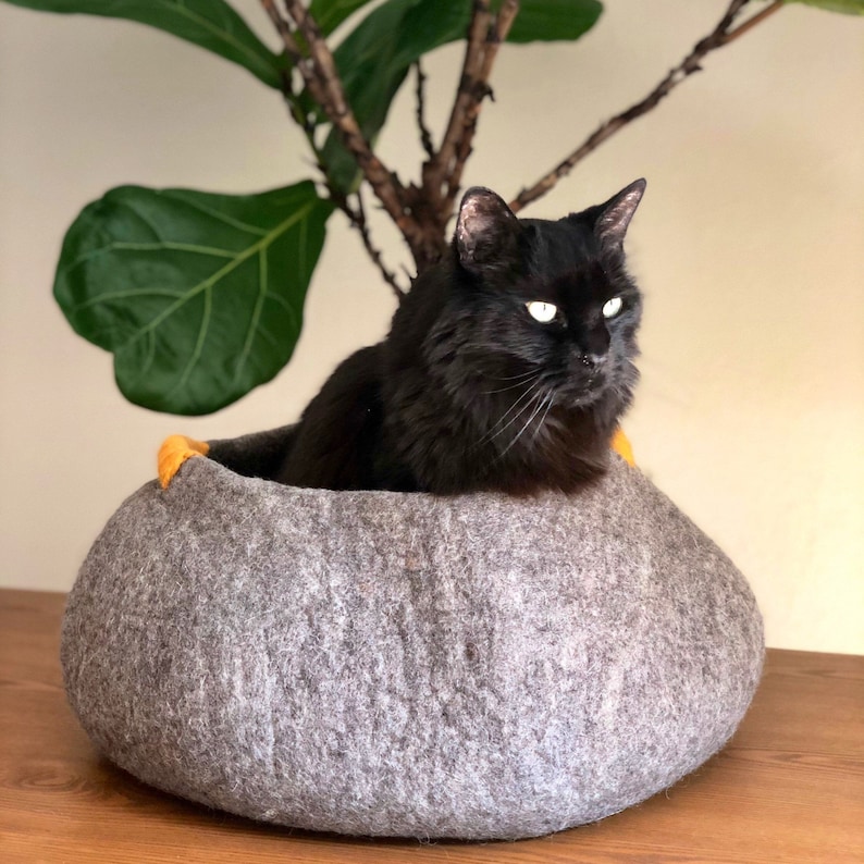 Wool Cat Basket/ Wool Dog Basket/ Cat Bed / Dog Bed/ Felt Cat Etsy