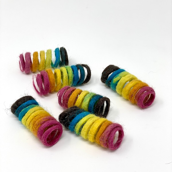 Katzenspielzeug, Wollfeder Katzenspielzeug, handgemachtes Katzenspielzeug, umweltfreundliches gefilztes Wollspielzeug - Set von 3