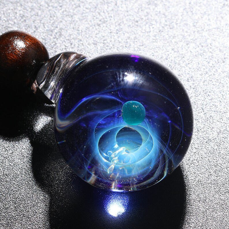 Blue Star Pendant Necklace Glass Pendant Galaxy Glass Pendant Necklace Unique Gift