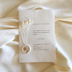 Faire-part de mariage - Rêve romantique en papier - Faire part avec monogramme personnalisée - Papier coton - mariage bohème