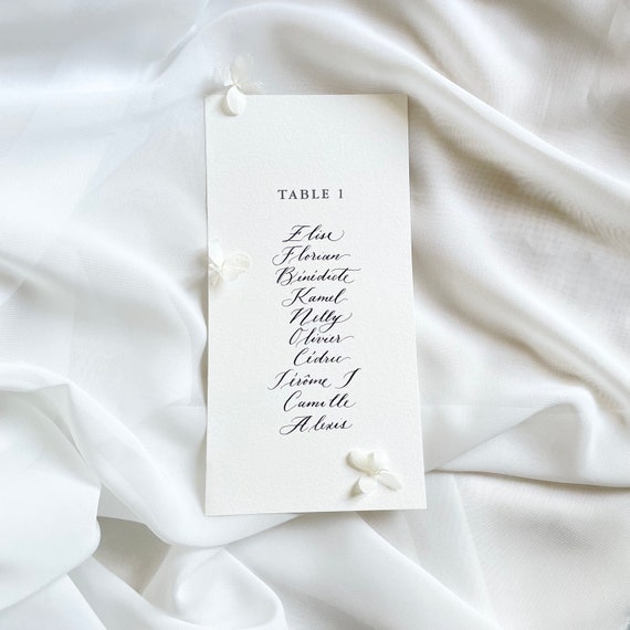 Plan de table de mariage - Plan de table avec technique mixte de calligraphie 10 x 20 cm