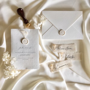 Faire-part de mariage - Promesse entre deux - Faire part avec cachet de cire - Papier coton - mariage bohème