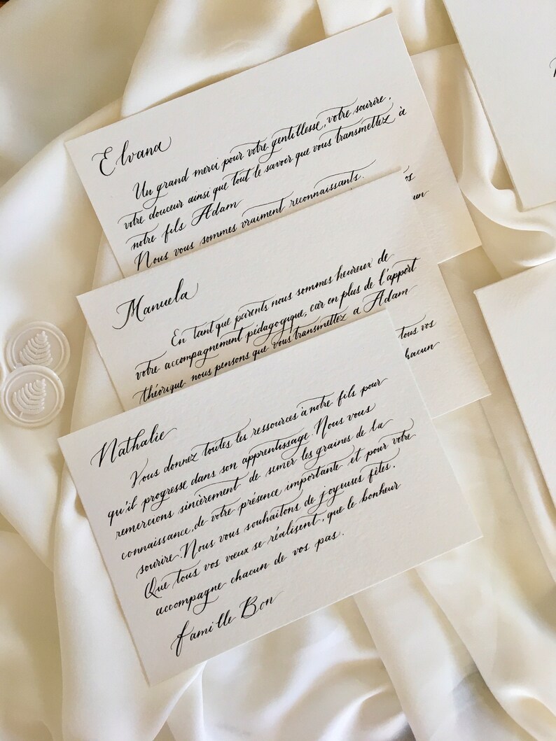 Carte personnalisée, Carte de remerciement avec calligraphie manuscrite , Carte de Merci pour elle , Cadeau mariage , Carte de vœux mariage image 6