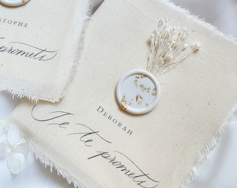 1 Livret de voeux de mariage en coton, voeux mariage, calligraphie de mariage, livret cérémonie mariage avec prénom.