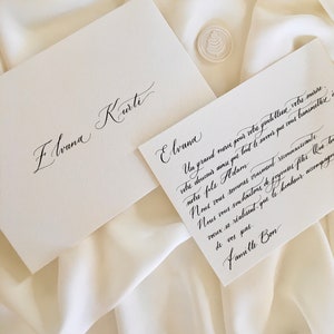 Carte personnalisée, Carte de remerciement avec calligraphie manuscrite , Carte de Merci pour elle , Cadeau mariage , Carte de vœux mariage image 1