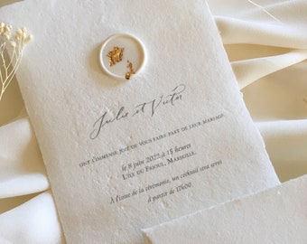 Faire-part de mariage - Rêve romantique en papier - Faire part avec monogramme personnalisé - Papier coton - mariage bohème