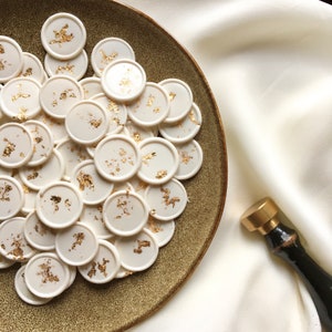 Autocollants de cire, Cachets de cire avec feuilles d’or, cire pour fermeture d’enveloppes, accessoire d’enveloppe de mariage, sceau de cire