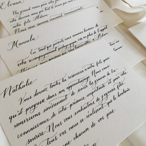 Carte personnalisée, Carte de remerciement avec calligraphie manuscrite , Carte de Merci pour elle , Cadeau mariage , Carte de vœux mariage image 9